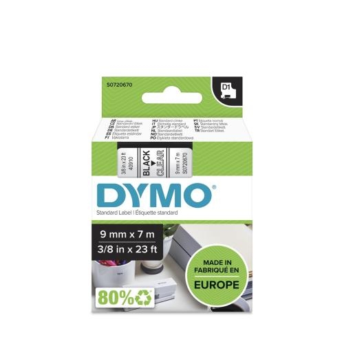 Banda Termica Dymo Black on Transparent - 9mm