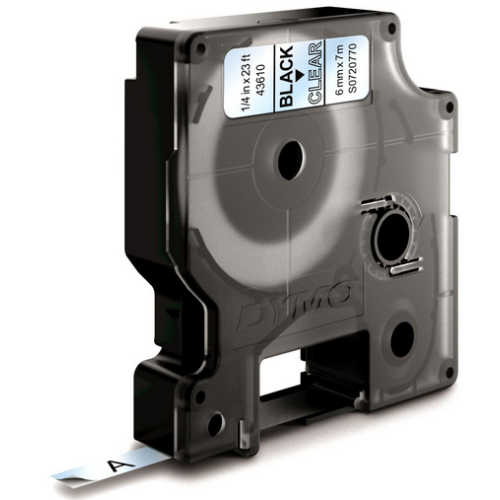 TaÅ›ma Dymo D1 - 6mm x 7m czarny/przezroczysty
