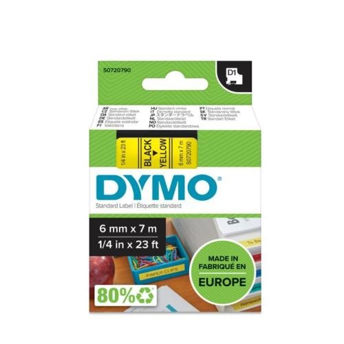 Banda Termica DYMO D1 - Black on Yellow - 6mm