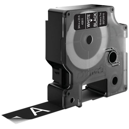 LW-LABEL 19MM X 7M/WHITE ON BLACK