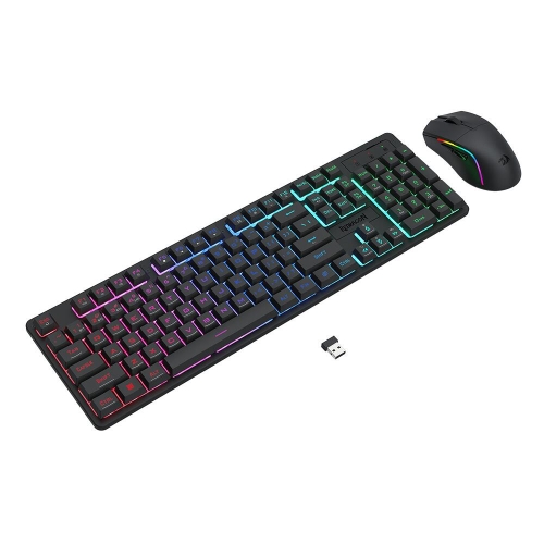 Kit tastatura si mouse wireless Redragon S107 Gaming Essentials KS iluminare RGB