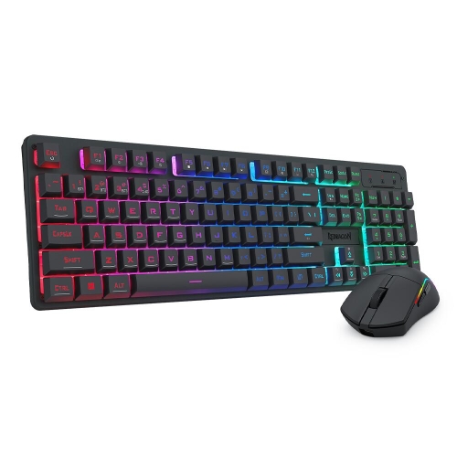 Kit tastatura si mouse wireless Redragon S107 Gaming Essentials KS iluminare RGB
