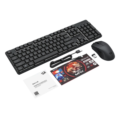 Kit tastatura si mouse wireless Redragon S107 Gaming Essentials KS iluminare RGB