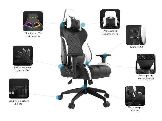 Scaun gaming Gamdias Achilles M1 L, RGB, Black