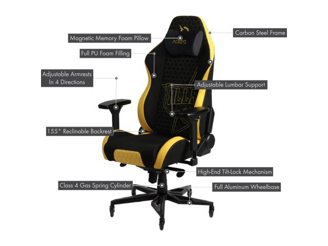 Scaun gaming AQIRYS Ymir, Black-Yellow