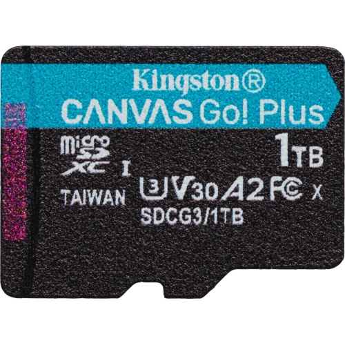 Memory Card microSDXC Kingston Canvas Go Plus 1 TB, Class 10, UHS-I U3, V30, A2