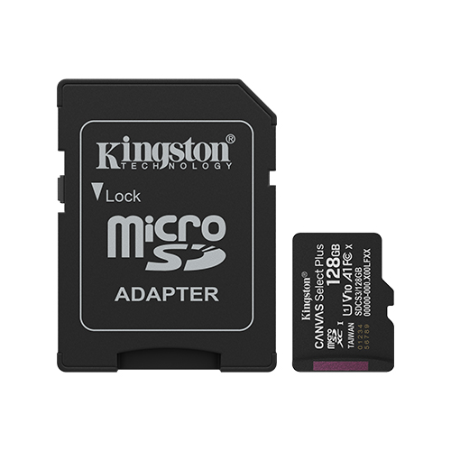 Memory Card microSDXC Kingston Canvas Select Plus SDCS3 128GB, Class 10, UHS-I U1, V30, A1 + Adaptor SD