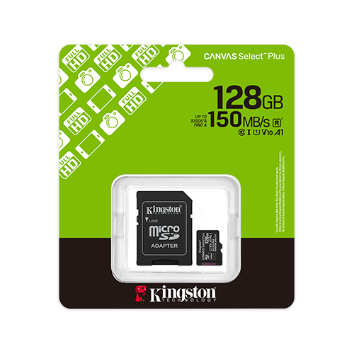 Memory Card microSDXC Kingston Canvas Select Plus SDCS3 128GB, Class 10, UHS-I U1, V30, A1 + Adaptor SD