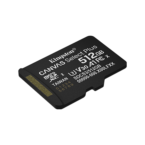 Memory Card microSDXC Kingston Canvas Select Plus SDCS3 512GB, Class 10, UHS-I U3, V30, A1
