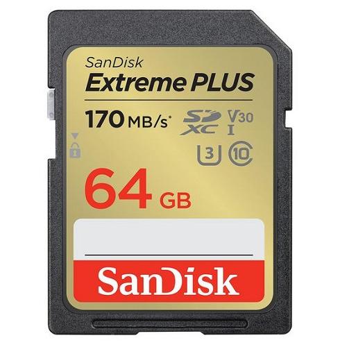 Memory Card microSDXC SanDisk by WD Extreme PLUS 64GB, Class 10, UHS-I U3, V30, A1