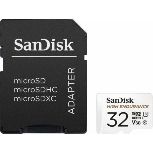 Memory Card microSDHC SanDisk by WD High Endurance 32GB, Class 10, UHS-I U3, V30 + Adaptor SD
