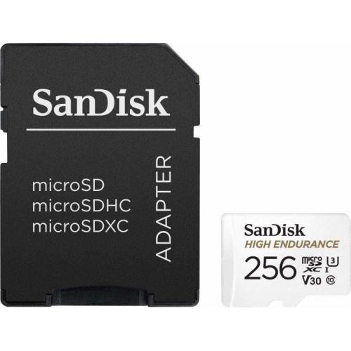 Memory Card microSDXC SanDisk by WD High Endurance 256GB, Class 10, UHS-I U3, V30 + Adaptor SD