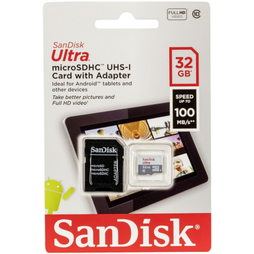 Memory Card microSDHC SanDisk by WD Ultra 32GB, Class 10, UHS-I + Adaptor SD