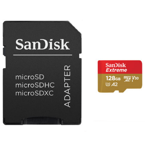 Memory Card microSDXC SanDisk by WD Extreme SDSQXAA-128G-GN6AA 128GB, Class 10, UHS-I U3, V30, A2 + Adaptor SD