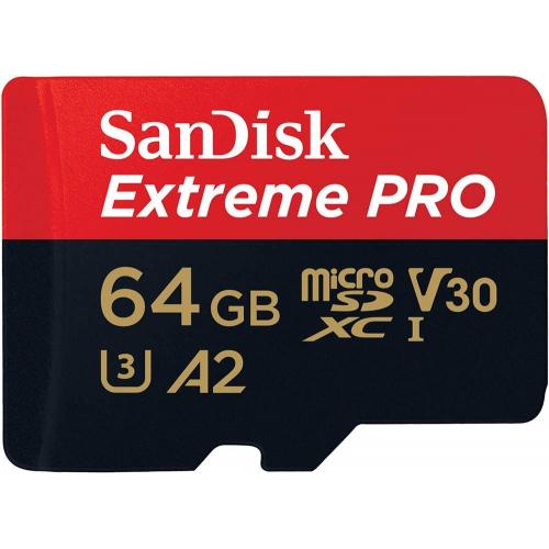 Memory Card MicroSDXC Sandisk by WD Extreme Pro 64GB, Class 10, UHS-I U3, V30, A2 + Adaptor SD