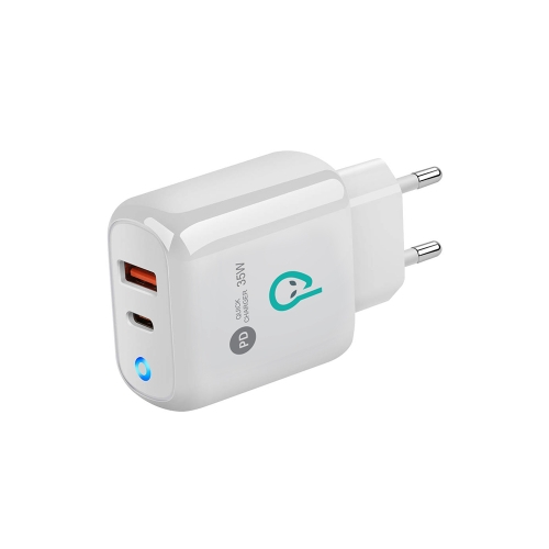 Incarcator retea Spacer SPAR-DUOQ-02, USB-A + USB-C, 35W, White