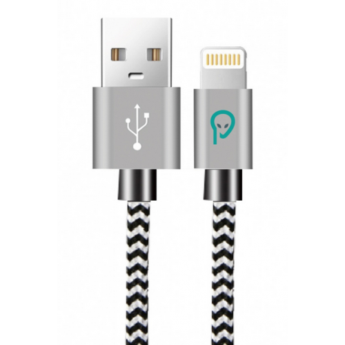 Cablu de date Spacer SPDC-LIGHT-BRD-ZBR-1.0, USB-A - Lightning, 1m, Black-White