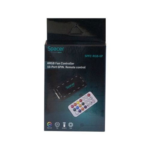 Fan controller Spacer SPFC-RGB-6P, Black