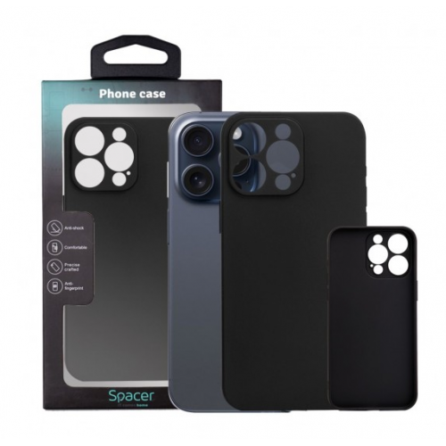 Protectie pentru spate Spacer Silicon pentru Iphone 15 Pro Max, Black