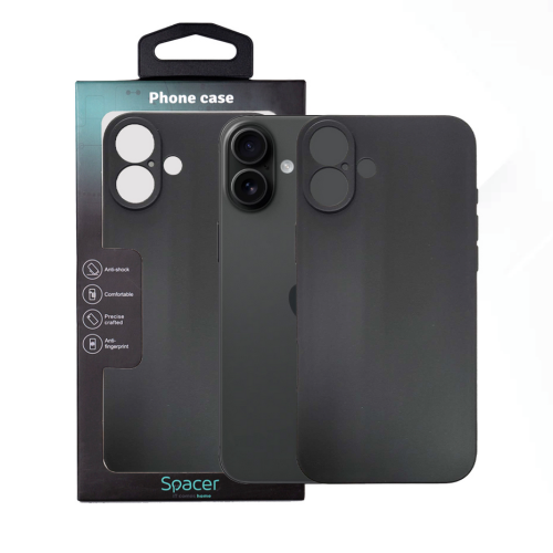Protectie pentru spate Spacer SPPC-AP-IP16PL-TPU pentru Iphone 16 Plus, Black