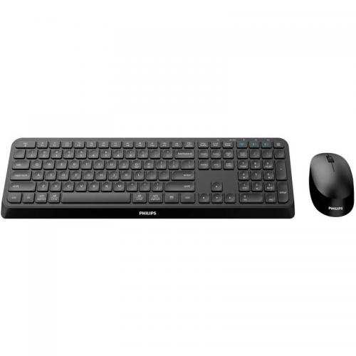 Kit Wireless Philips SPT6407 - Tastatura, USB Wireless/Bluetooth, Black + Mouse Optic, USB Wireless/Bluetooth, Black