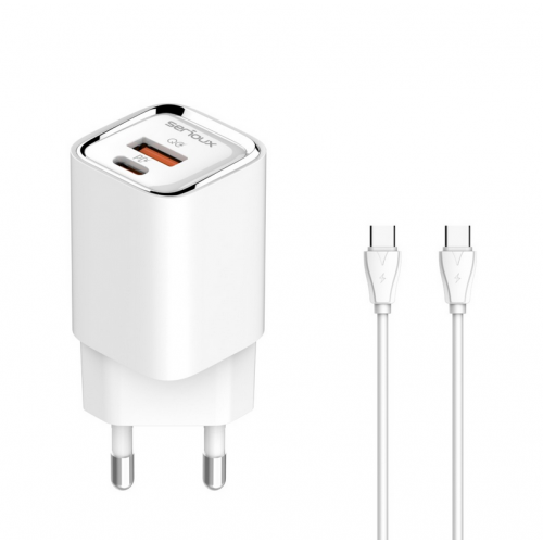 Incarcator retea Serioux QC30W, USB-C, USB-A, 30W, White