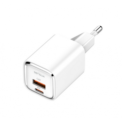 Incarcator retea Serioux QC30W, USB-C, USB-A, 30W, White