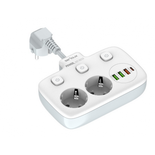 Prelungitor Serioux PS24W, 2x Schuko, 3x USB,1x USB-C, White