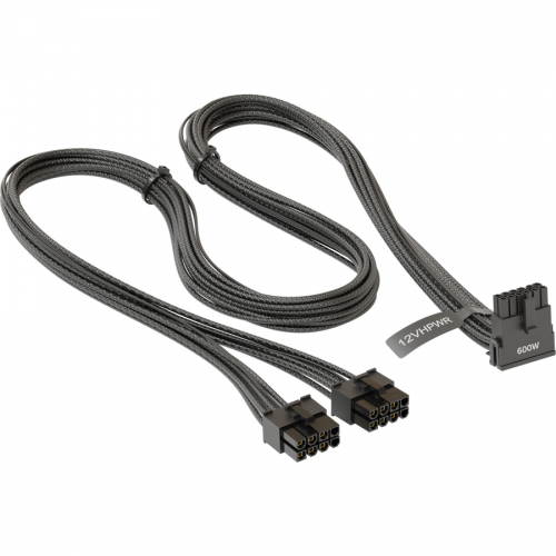 Cablu Seasonic SS2X8P-12VHPWR-600W-90, 2x 8-Pin PCIe - 1x 12-Pin PCIe 5.0, 0.75m, Black