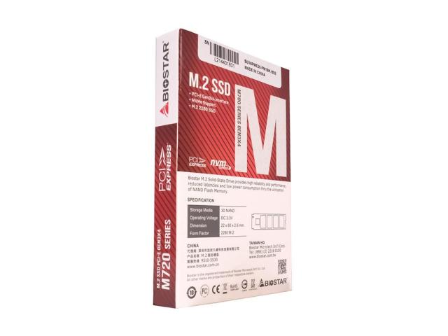 SSD Biostar M720 512GB, PCI-Express 3.0 x4, M.2