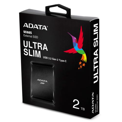 SSD Portabil Adata SC685, 500GB, USB-C, Black