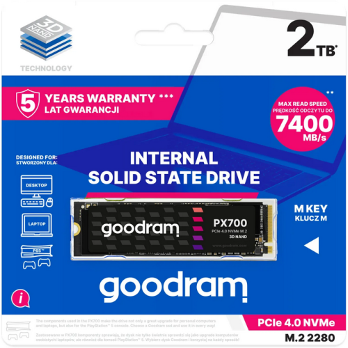 SSD Goodram PX700, 2TB, PCI Express 4.0 x4, M.2 2280