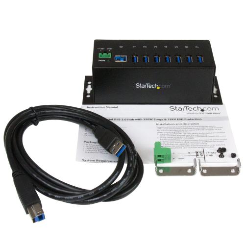 Hub USB Startech Industrial ST7300USBME, 7x USB 3.2 gen 1, Black