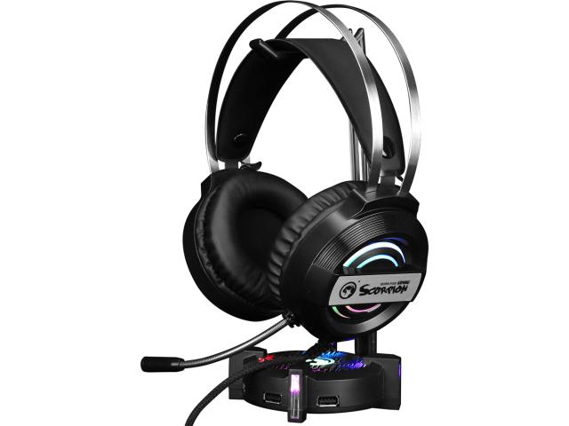 Stand casti Marvo HZ-04 RGB, 4x USB, Black
