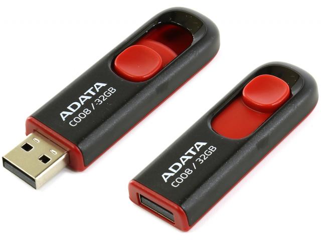 Stick memorie A-Data C008, 32GB, USB 2.0, Black-Red