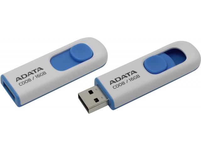 Stick memorie USB A-Data classic C008, 16 GB, alb cu albastru