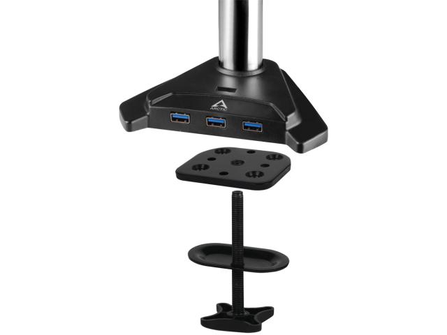 Suport Arctic Z2 Pro (Gen 3) cu Hub USB pentru 2 monitoare, Black