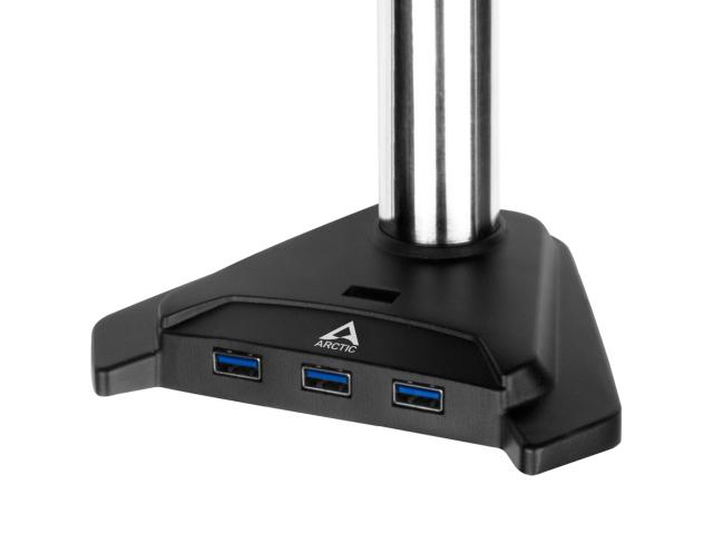 Suport Arctic Z2 Pro (Gen 3) cu Hub USB pentru 2 monitoare, Black