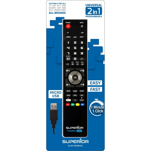 Telecomanda universala Superior 2-in-1 SUPTUB002, Black