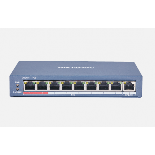 Switch Hikvision DS-3E0109P-E(C), 8 porturi, PoE