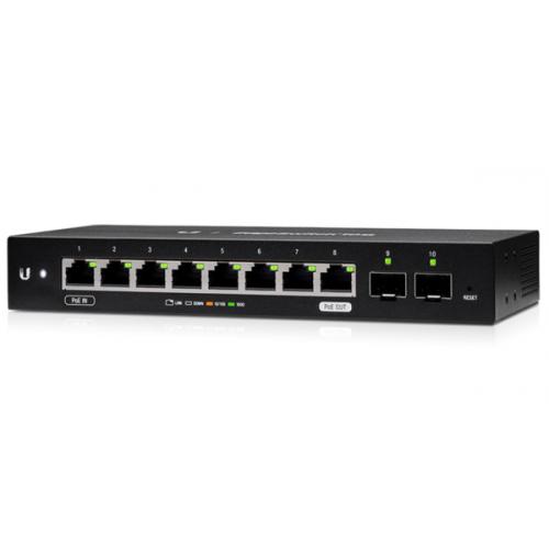 Switch Ubiquiti EdgeSwitch 10X, 8 porturi (1 PoE out, 1 PoE in)