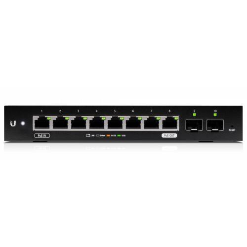Switch Ubiquiti EdgeSwitch 10X, 8 porturi (1 PoE out, 1 PoE in)