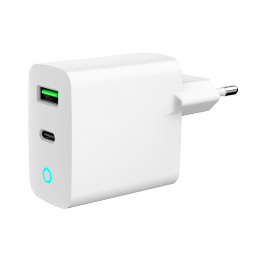 Incacator retea Gembird TA-UC-PDQC20L-W-01, 1x USB-A, 1x USB-C, 3A, White