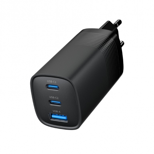 Incarcator retea Gembird TA-UC-PDQC65-01-BK, 1x USB, 2x USB-C, 65W, Black