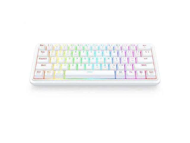 Tastatura Bluetooth si cu fir gaming mecanica Redragon Draconic V2 Pro alba iluminare RGB