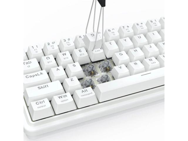Tastatura Bluetooth si cu fir gaming mecanica Redragon Draconic V2 Pro alba iluminare RGB