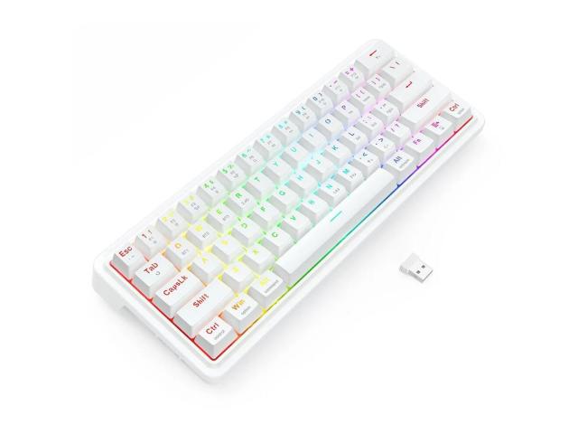 Tastatura Bluetooth si cu fir gaming mecanica Redragon Draconic V2 Pro alba iluminare RGB