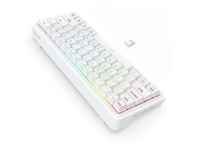 Tastatura Bluetooth si cu fir gaming mecanica Redragon Draconic V2 Pro alba iluminare RGB