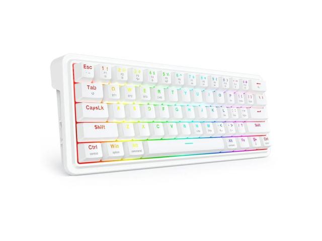 Tastatura Bluetooth si cu fir gaming mecanica Redragon Draconic V2 Pro alba iluminare RGB