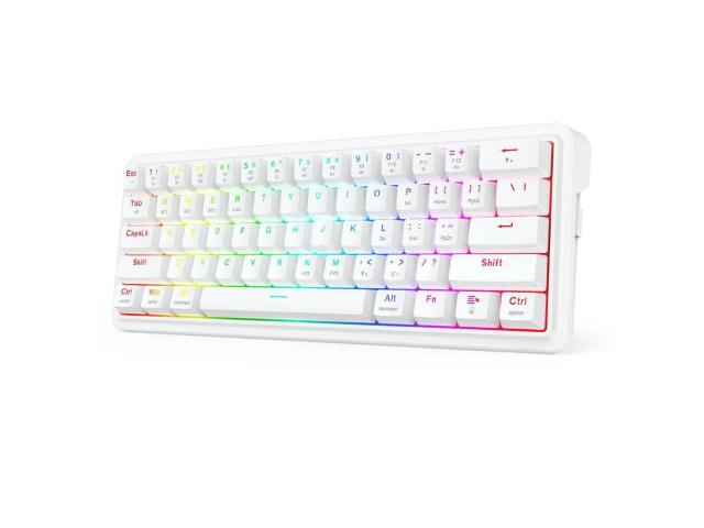 Tastatura Bluetooth si cu fir gaming mecanica Redragon Draconic V2 Pro alba iluminare RGB